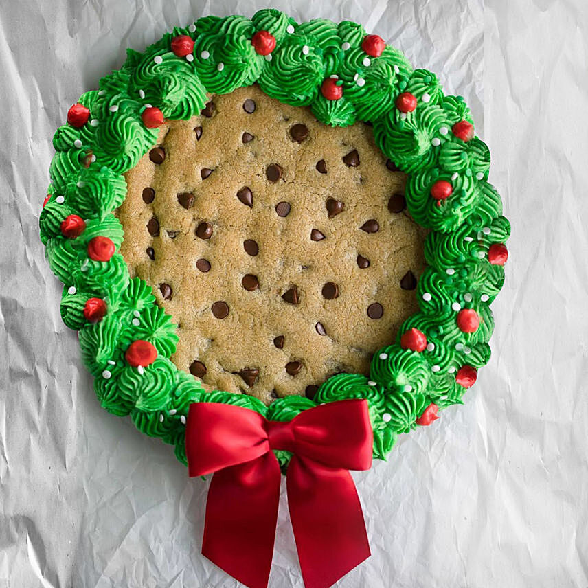 Christmas Wreath Giant Chocochip Cookie