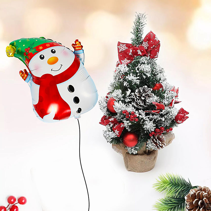 Snowman Balloon N Artificial Christmas Tree