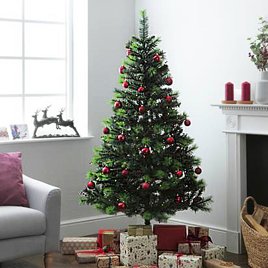 Artificial Christmas Tree with Red Decoration Ornaments