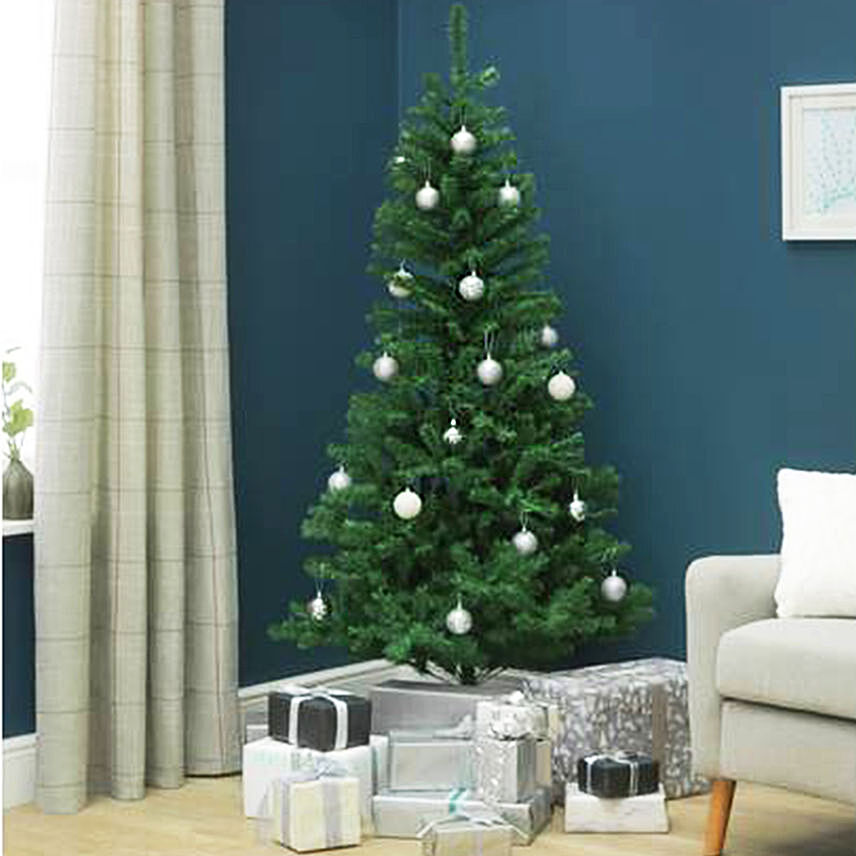 Artificial Christmas Tree with Silver Decoration Ornaments
