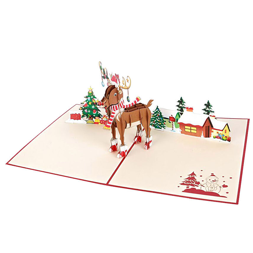Rudolph with Decorations 3D Card