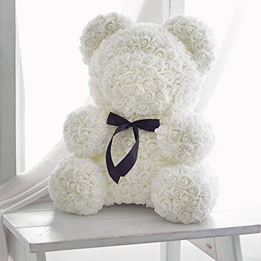 Artificial Roses White Crown Teddy