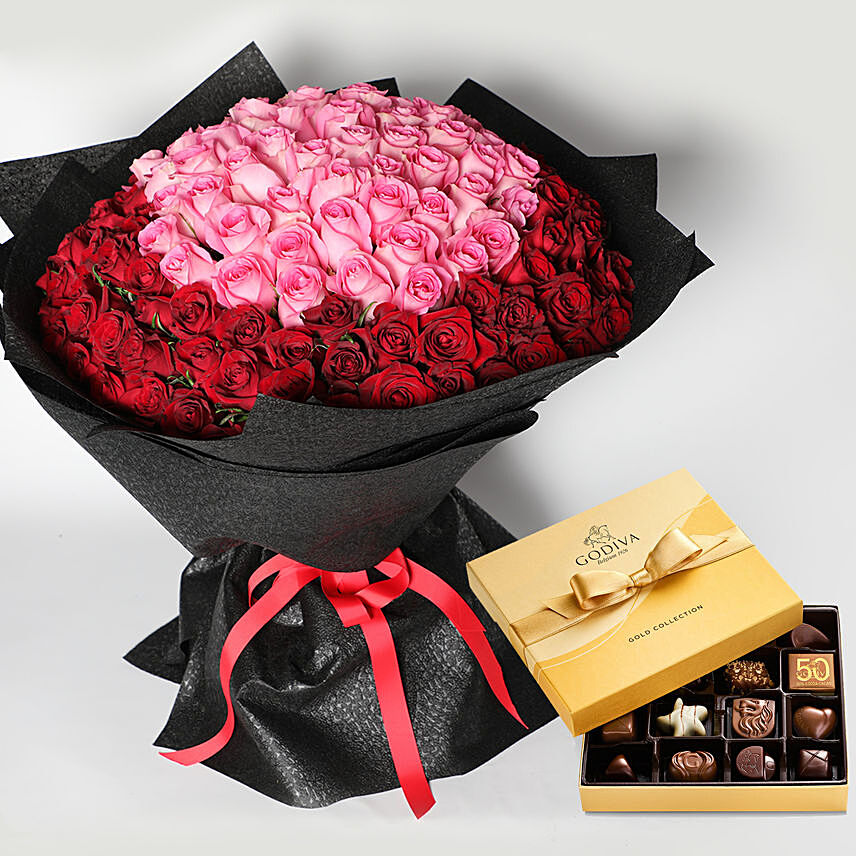 Godiva and 150 Roses Bouquet