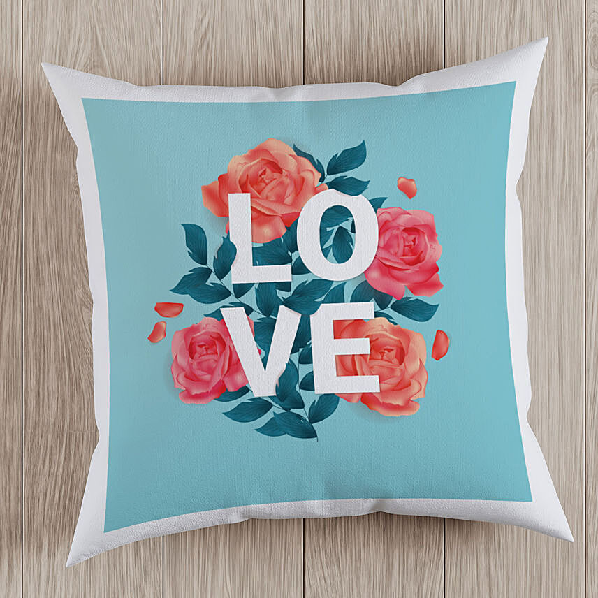 Rose and Love Printed Cushion