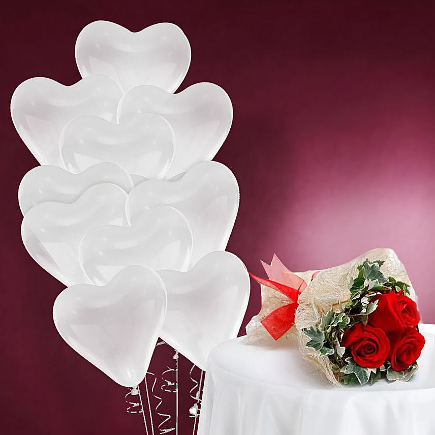 Heart Shape Balloons with Flowers