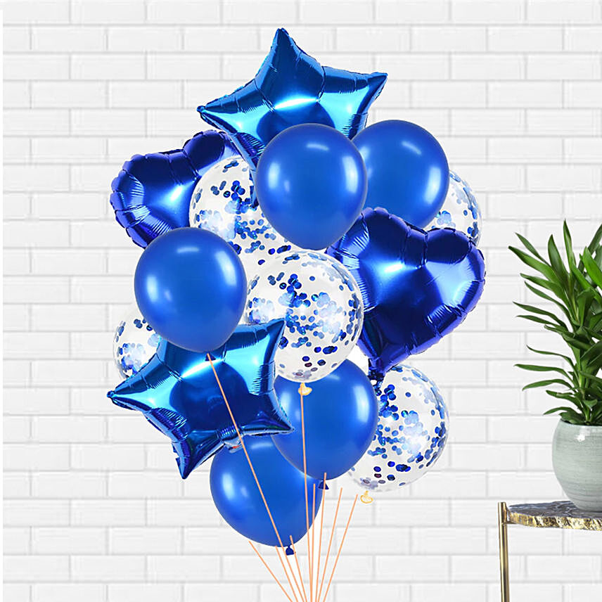 Blue Latex and Foil balloons