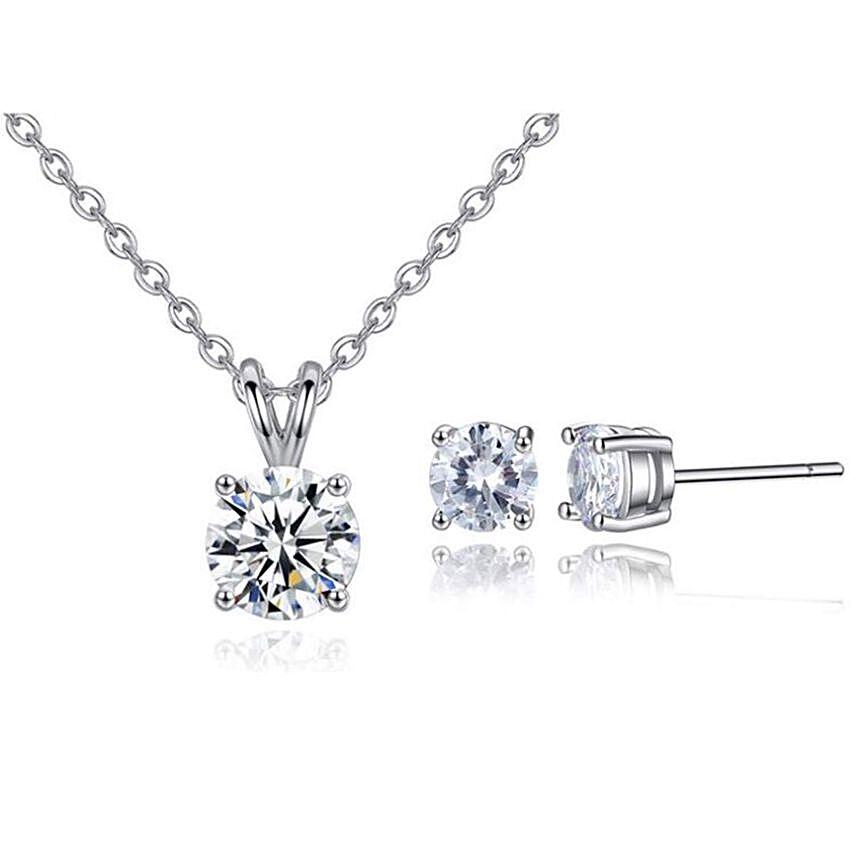 Round crystal necklace and earrings set