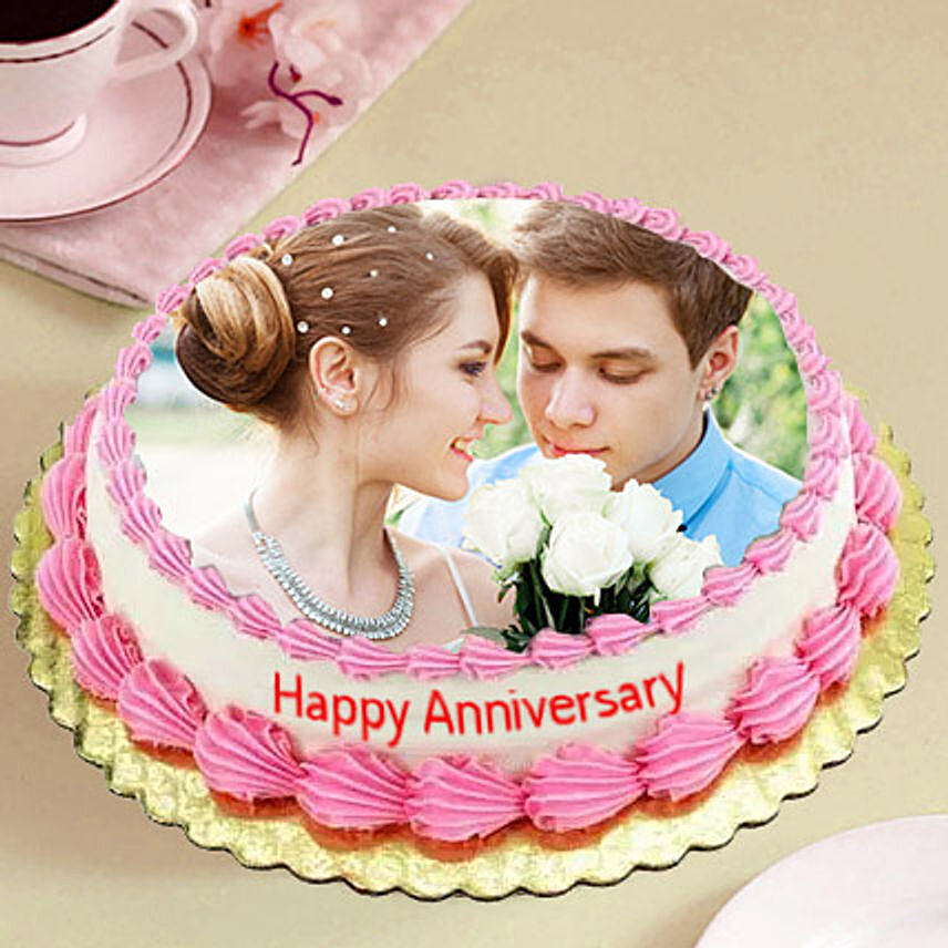 Delicious Anniversary Photo Cake- Butterscotch 2 Kg Eggless