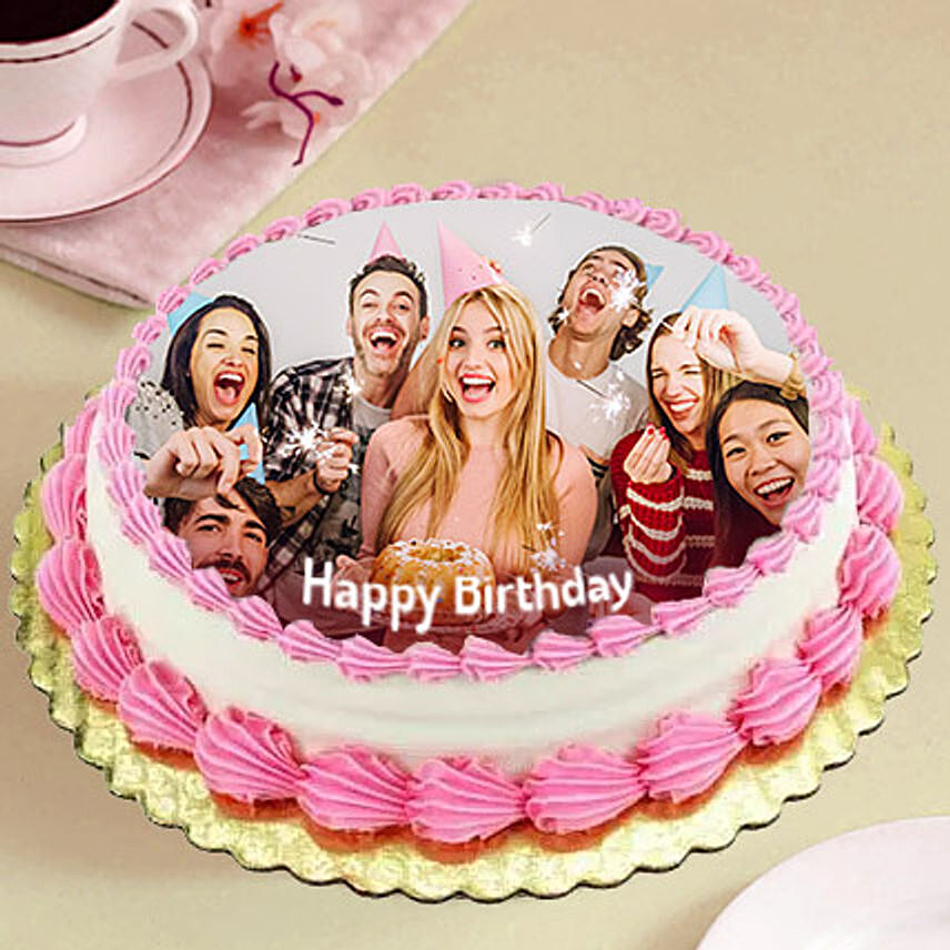 Delicious Birthday Photo Cake- Black Forest Half Kg