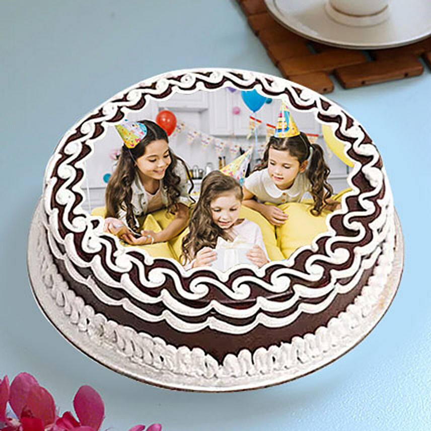 Delightful Birthday Photo Cake- Black Forest 1 Kg Eggless