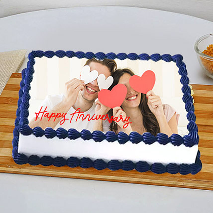 In Love Anniversary Photo Cake- Black Forest 1 Kg Eggless