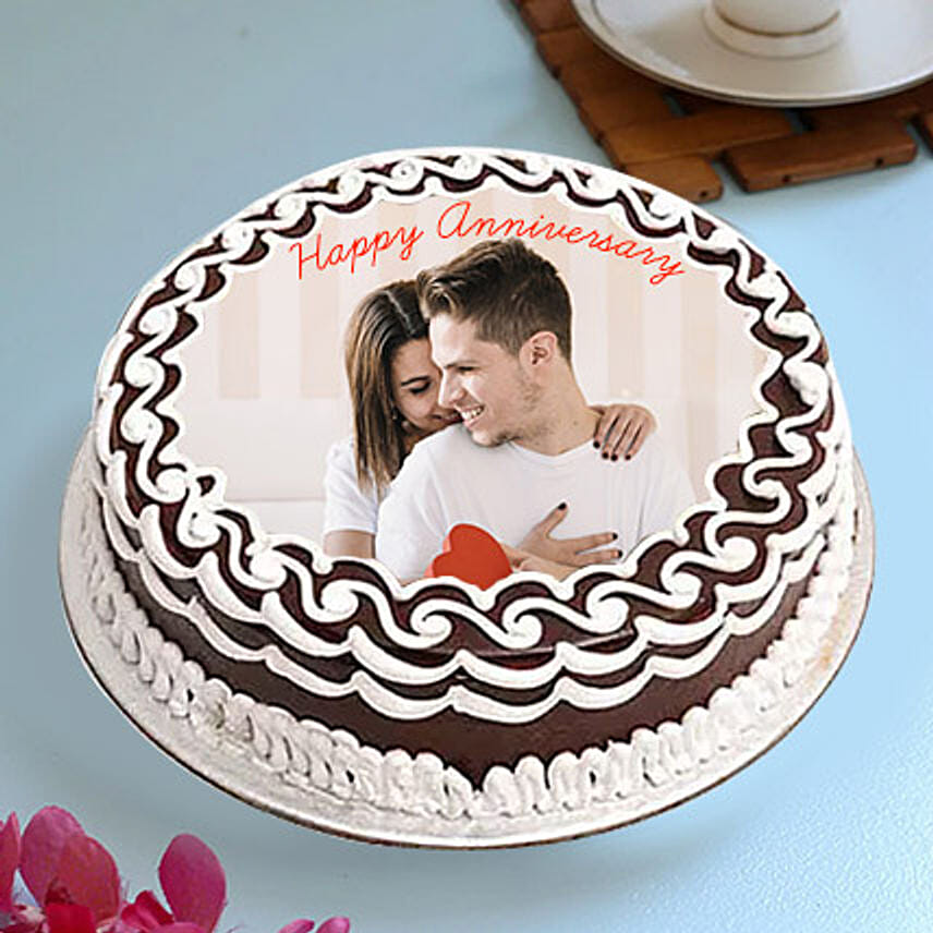 Online Designer Anniversary Photo Cake- Vanilla Half Kg Gift Delivery ...