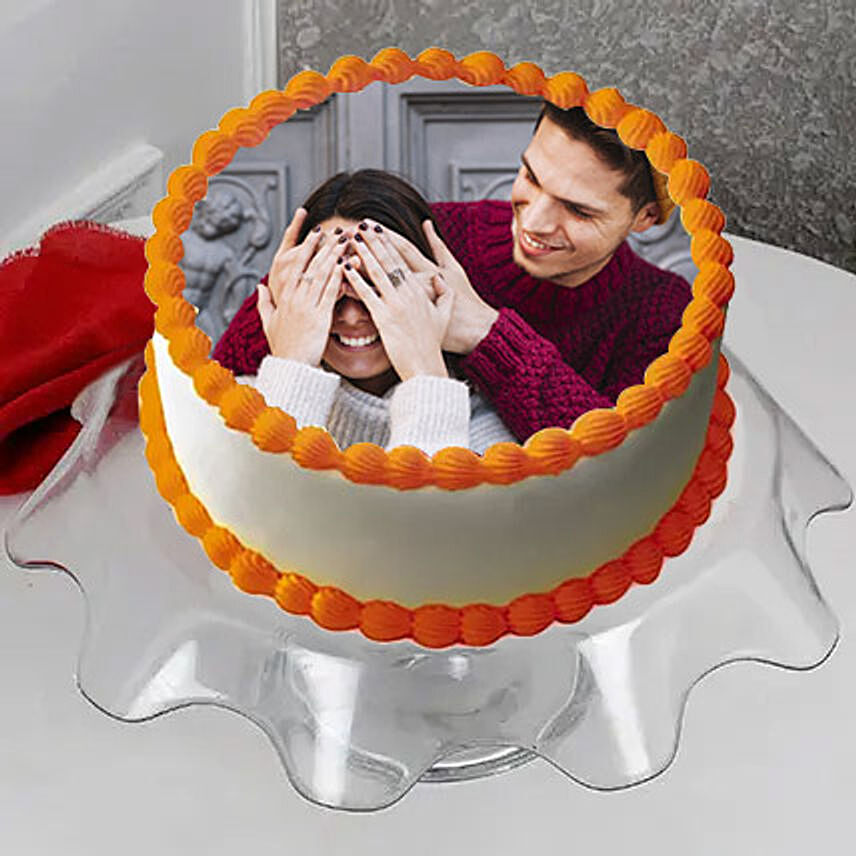 Lovely Couple Photo Cake- Truffle Half Kg Eggless