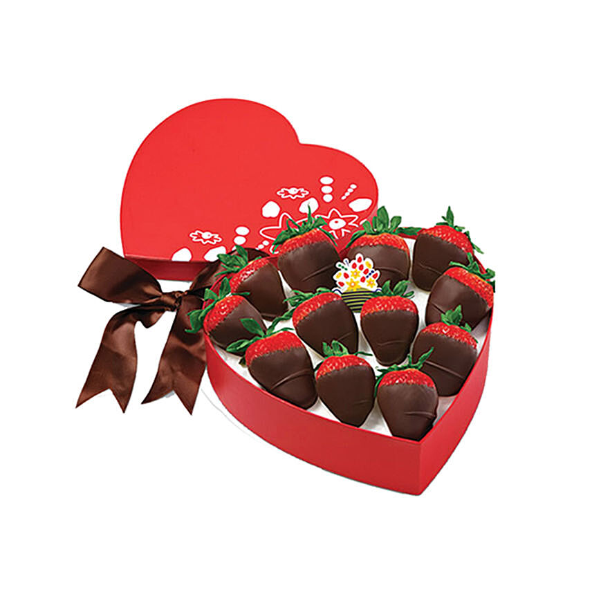 Chocolate Dipped Strawberries In Heart Box