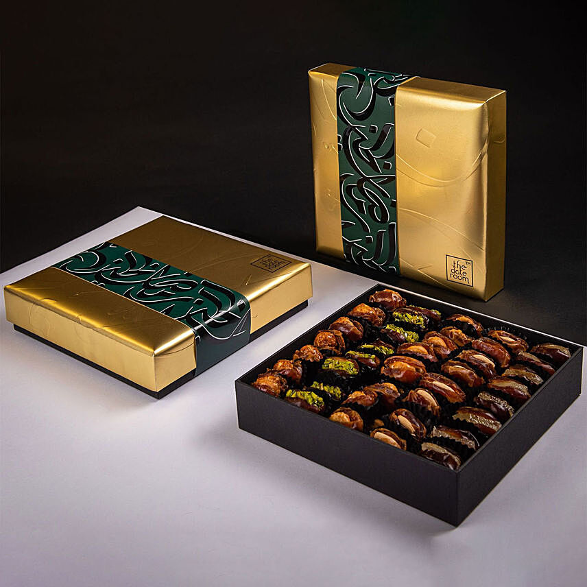 Delightful Assorted Dates Golden Letters Box