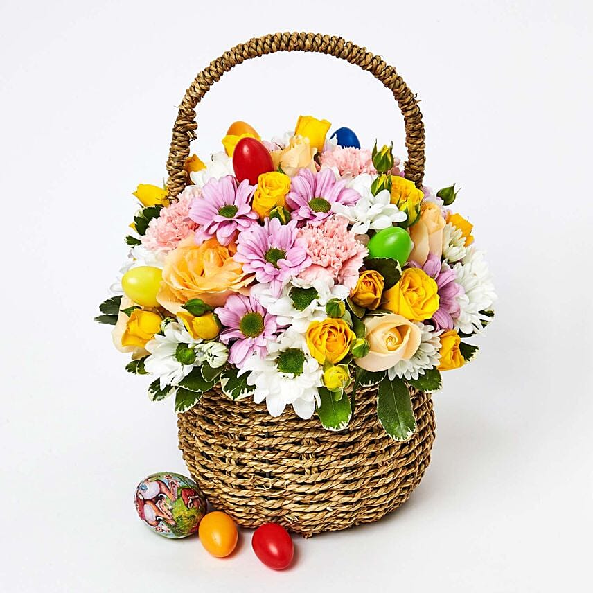 Exotic Flowers Basket Arrangement