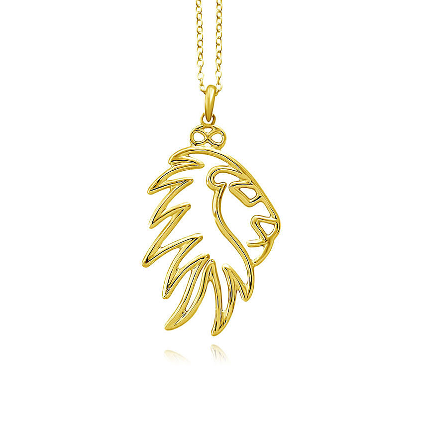 Gold Plated Brass Noble Lion Pendant Necklace