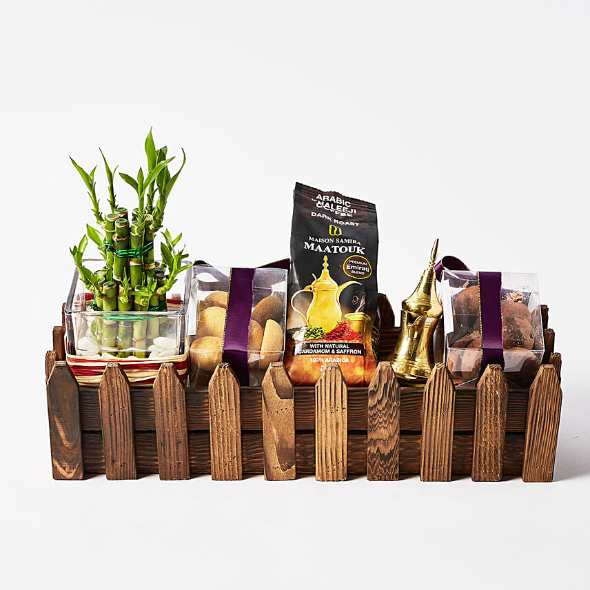 Happy Ramadan Bamboo Plant N Cookies Hamper