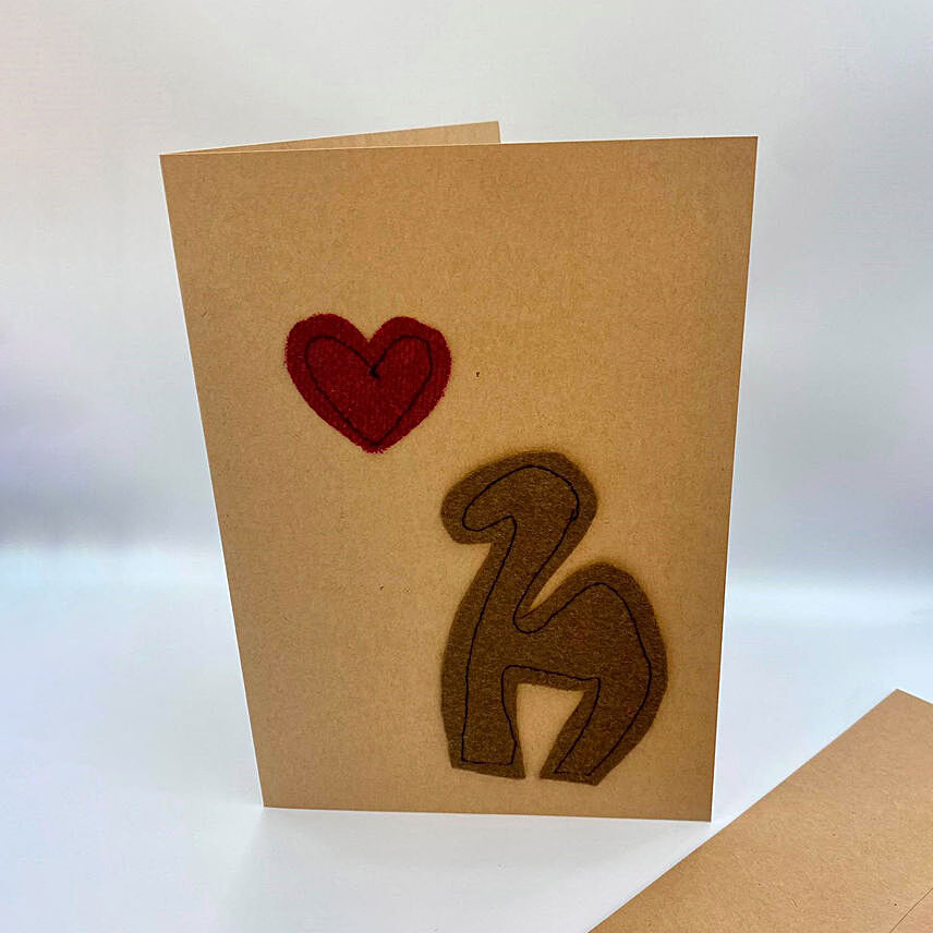 Red Heart & Camel Handmade Greeting Card