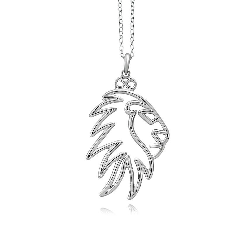 Silver Plated Brass Noble Lion Pendant Necklace