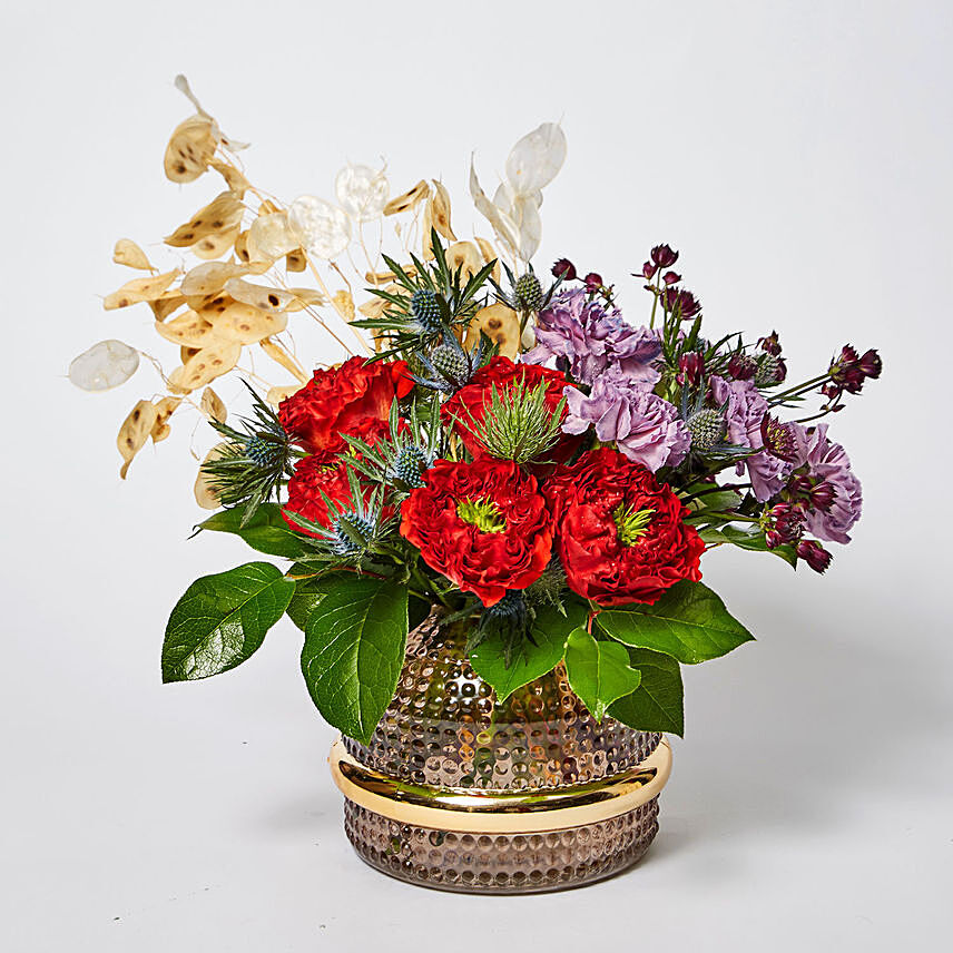 Blooming Mixed Flowers Vase Arrangement
