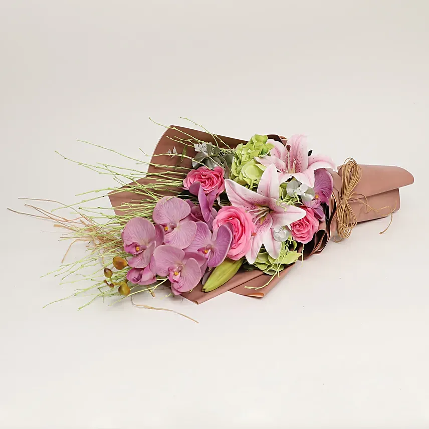 Enticing Artificial Mixed Flowers Bouquet