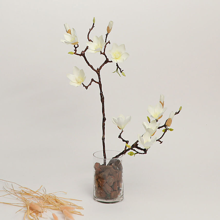 Serene Artificial White Flowers Vase Arrangement
