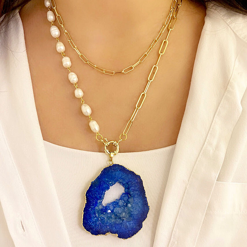 Natural Stone Necklace Blue