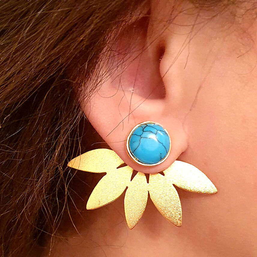 Handmade Earrings Gold Plated Blue