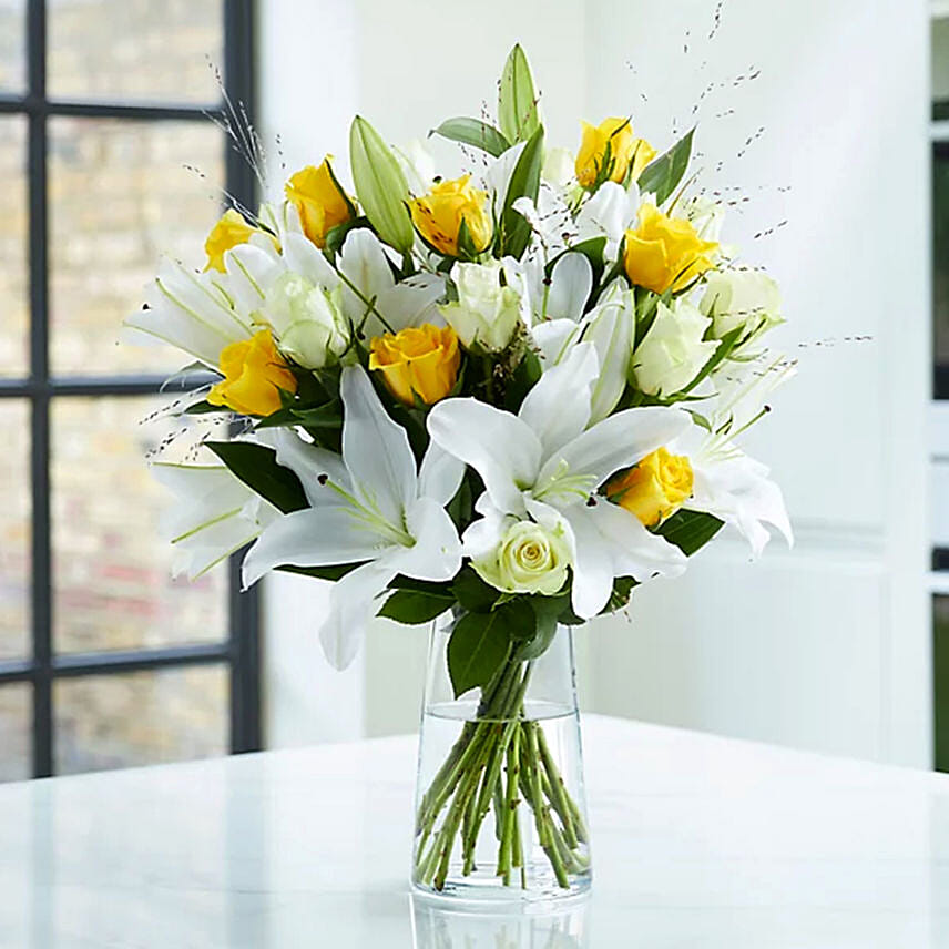 Lilies and Yellow Roses