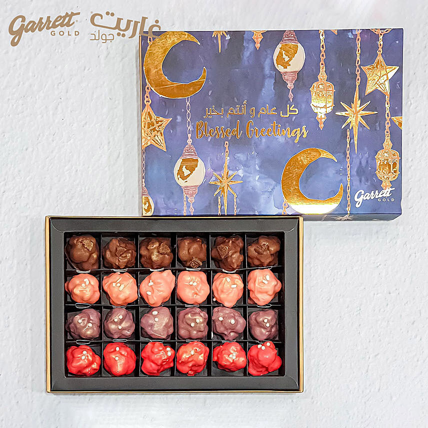 24 Bonbons Garrett Gold Blessed Greetings Gift Box No Nuts Selection