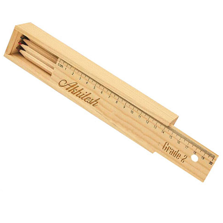 Personalised Ruler With Pencils Box