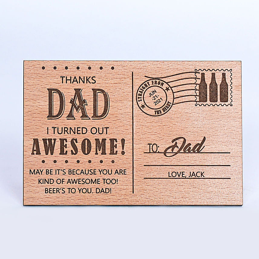 Personalised Wooden Post Card for Dad