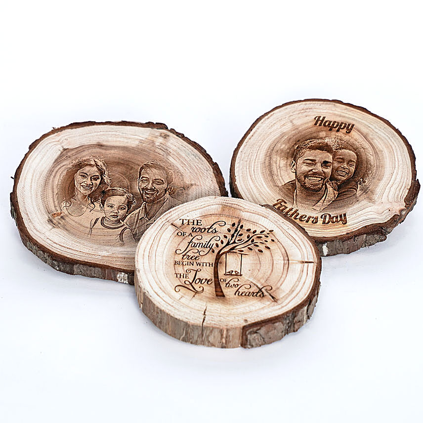 Personalised Wooden Round Log Disc Set of 3