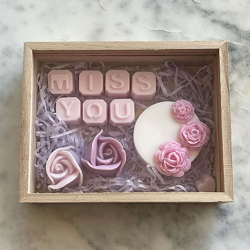 Miss You Flowery Soaps Wooden Box