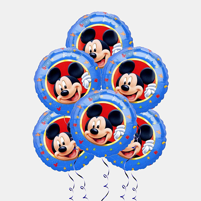 6 Mickey Mouse Printed Balloons
