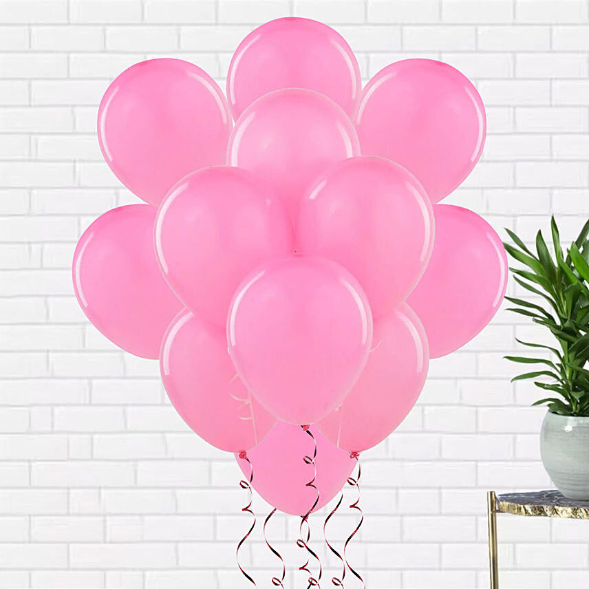 Helium Filled 10 Pink Latex Balloons