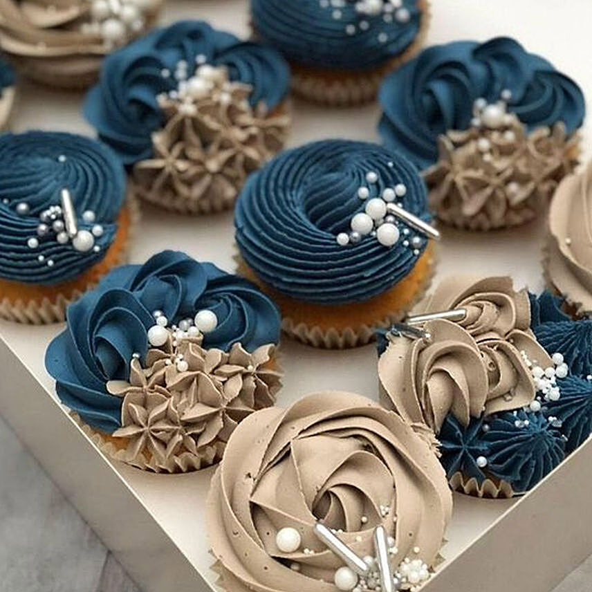 Sweet Flowers Designer Vanilla Cupcakes Set Of 6