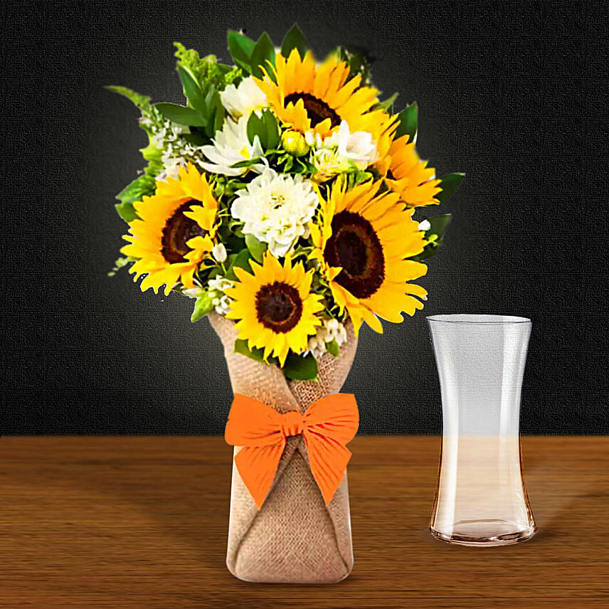 Sunflower Galore Bunch With Vase