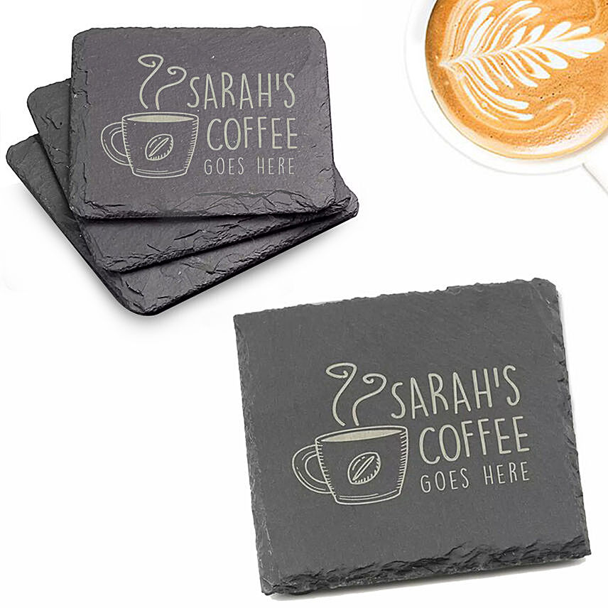 Personalised Slate Coaster With Engraved Text 4 Pieces