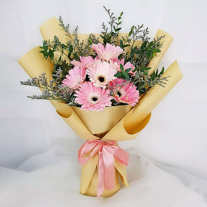 Lovely Pink N Purple Gerberas Bouquet Deluxe