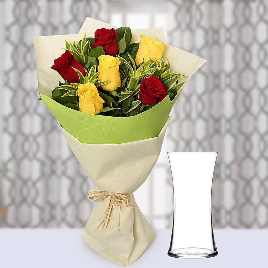 Online Red And Yellow Roses Bouquet Standard Gift Delivery In Uae Ferns N Petals