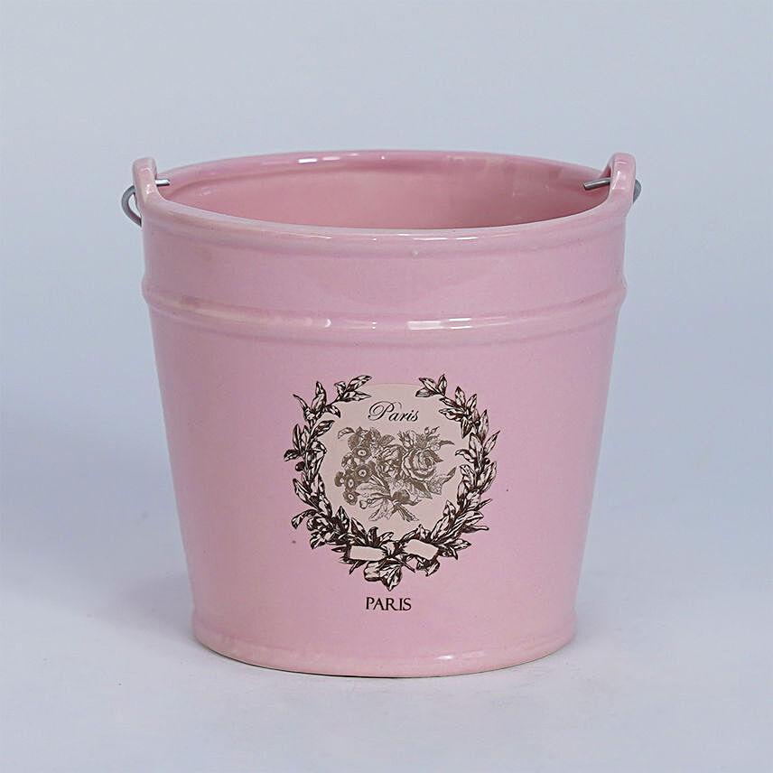 Pink Ceramic Bucket Planter