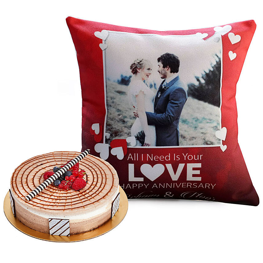 Love Anniversary Cushion and Triple Choco Cake