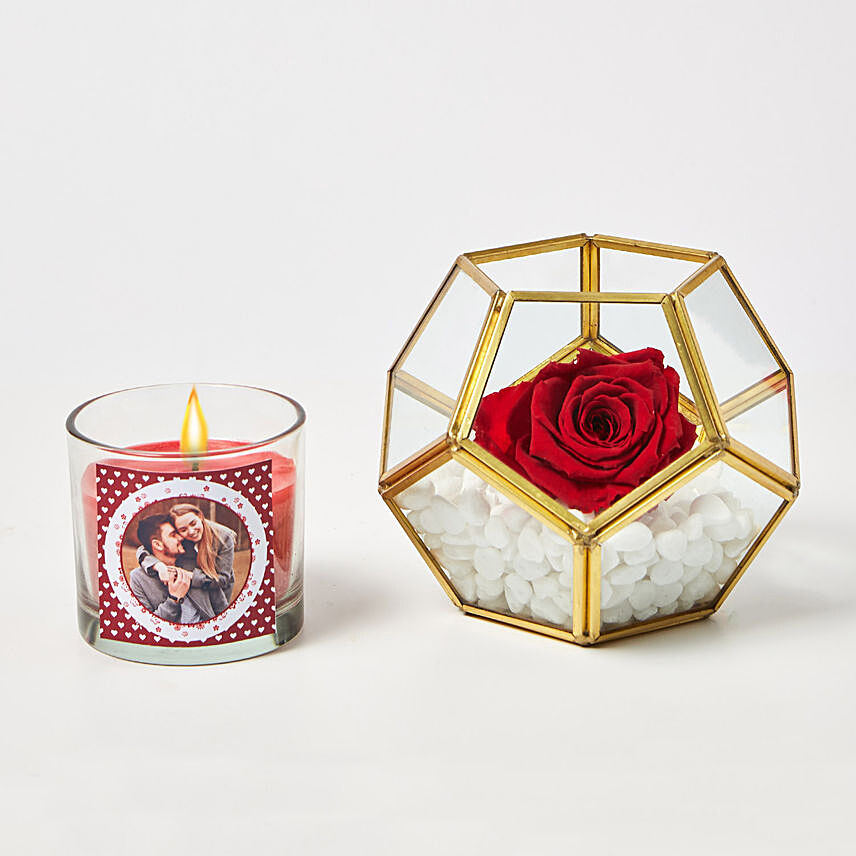 Forerver Rose and Personalised candle