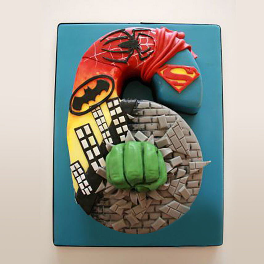 Number 6 Superhero Special Vanilla Cake