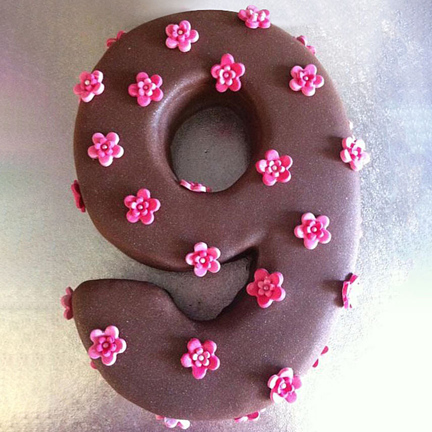 Number 9 Flowers Decked Vanilla Cake