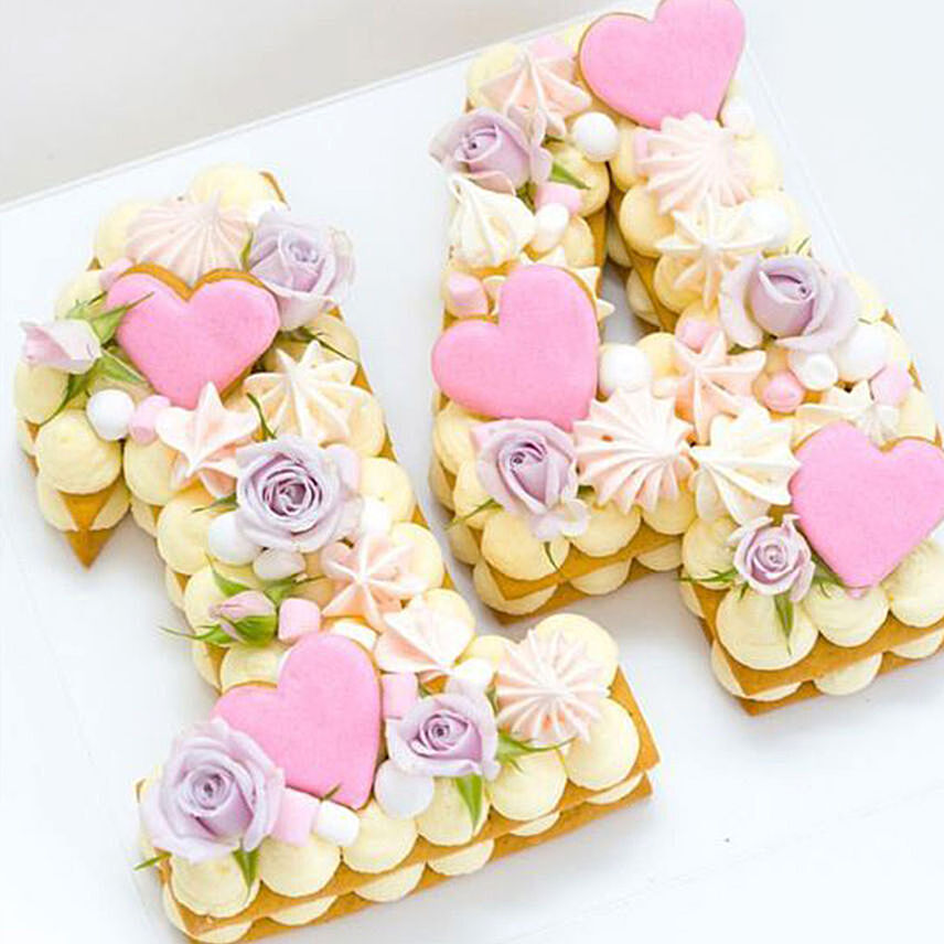 Number 14 Fondant Heart Flowers Vanilla Cake