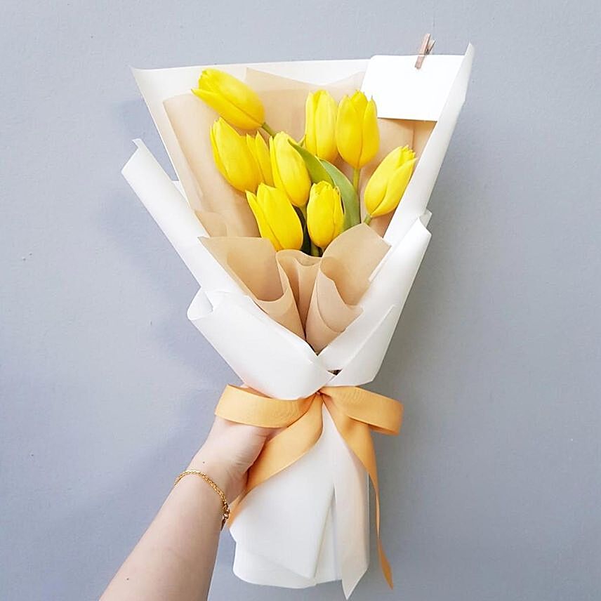 Serene Yellow Tulips Bouquet
