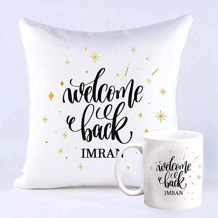 Personalized Welcome Back Cusion and Mug